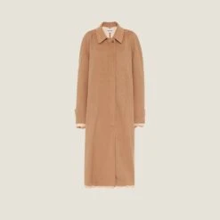 Miu Miu Single-breasted Velour Camel-hair Coat