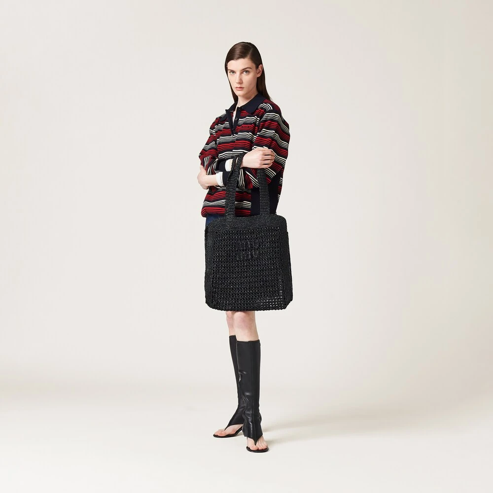 Miu Miu Woven Fabric Tote Bag - Image 5