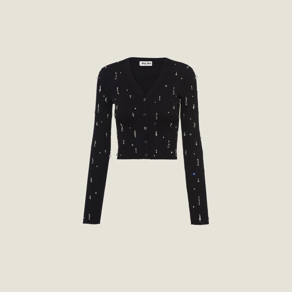 Miu Miu Embroidered Wool Cardigan