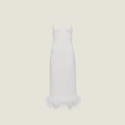 Miu Miu Stretch Cady Dress With Feathers