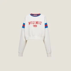 Miu Miu Printed Cropped Cotton Sweatshirt