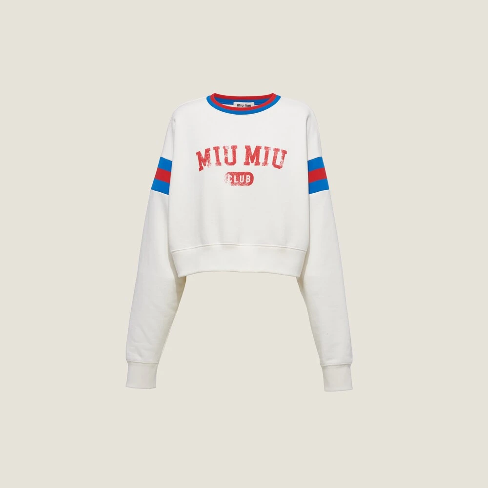 Miu Miu Printed Cropped Cotton Sweatshirt