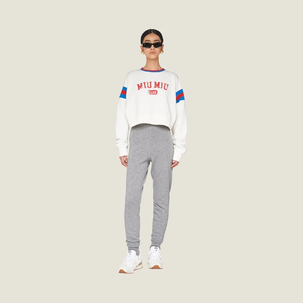 Miu Miu Printed Cropped Cotton Sweatshirt - Image 2
