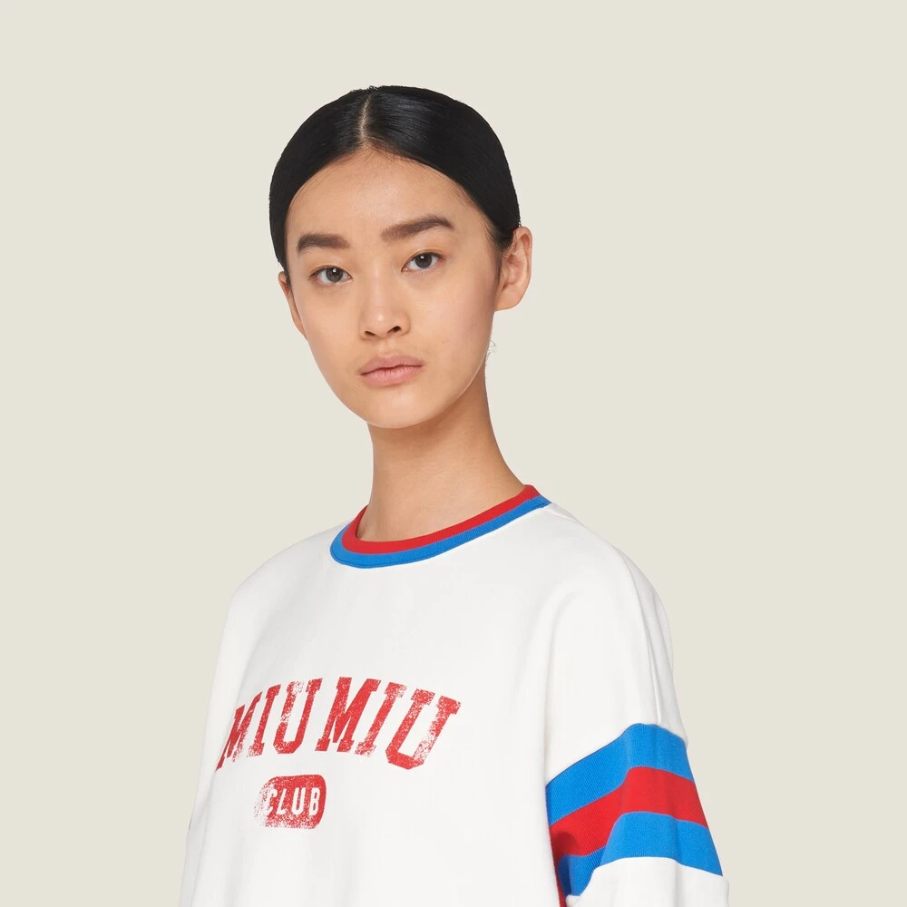 Miu Miu Printed Cropped Cotton Sweatshirt - Image 4
