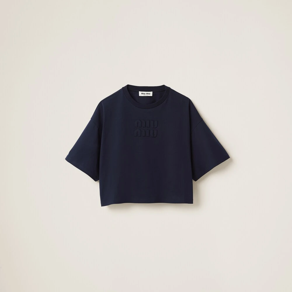 Miu Miu Cotton Jersey T-shirt With Embroidered Logo
