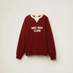 Miu Miu Cotton Fleece Sweatshirt With Embroidered Logo