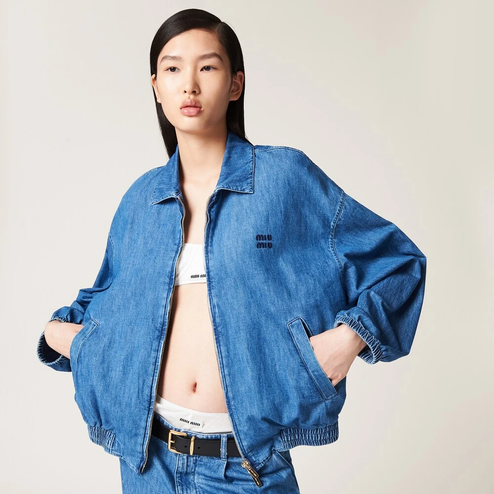 Miu Miu Chambray Blouson Jacket - Image 2