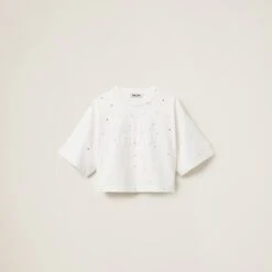 Miu Miu Cotton T-shirt With Crystals