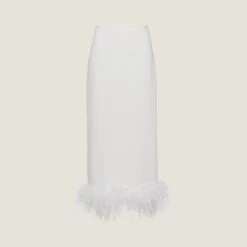 Miu Miu Stretch Cady Skirt With Feathers