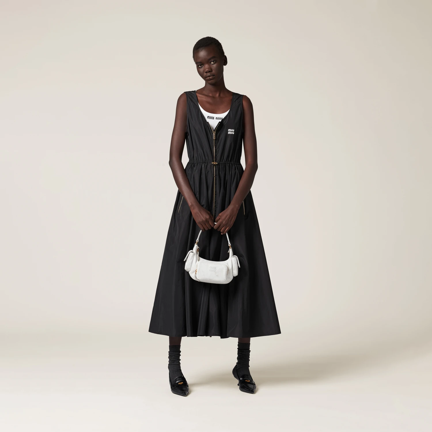Miu Miu Sleeveless Technical Silk Dress - Image 2