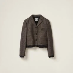 Miu Miu Single-breasted Prince Of Wales Check Jacket