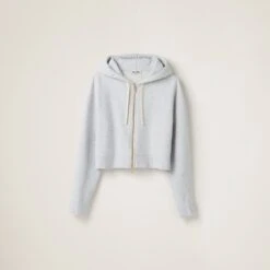 Miu Miu Embroidered Cotton Fleece Hoodie