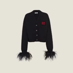 Miu Miu Cashmere Cardigan With Feathers