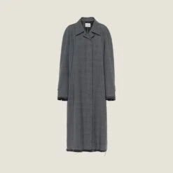 Miu Miu Single-breasted Prince Of Wales Check Wool Coat