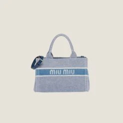 Miu Miu Denim Handbag With Jacquard Logo