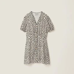 Miu Miu Heart Print Crepe De Chine Mini-dress