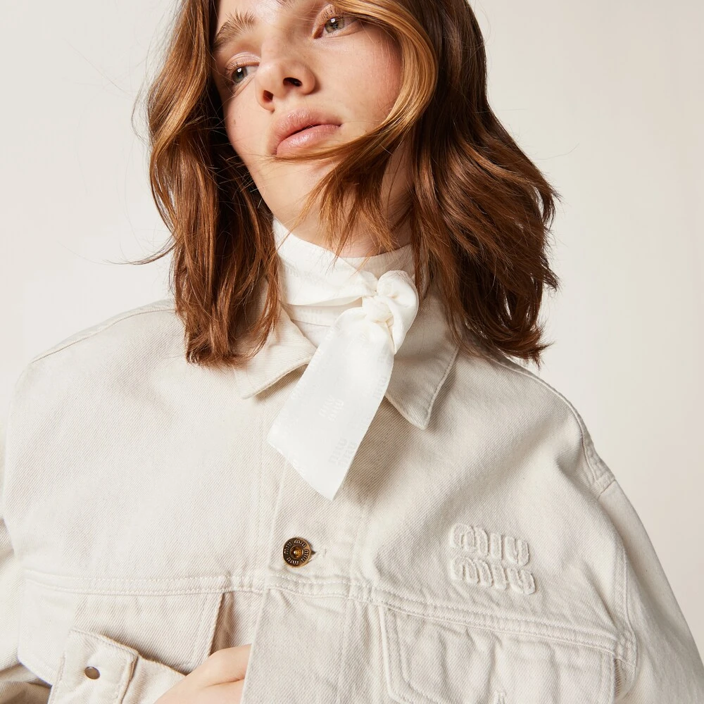 Miu Miu Ecru Denim Jacket - Image 5