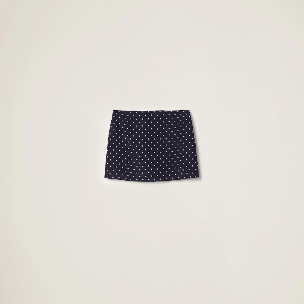 Miu Miu Polka-dot Crepe De Chine Miniskirt