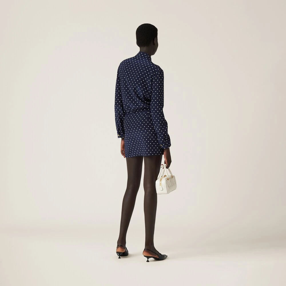 Miu Miu Polka-dot Crepe De Chine Miniskirt - Image 3