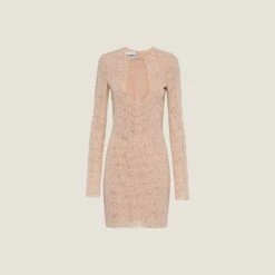 Miu Miu Embroidered Stretch Georgette Mini-dress