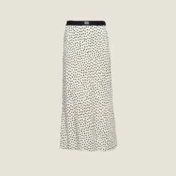 Miu Miu Heart-print Crepe De Chine Midi Skirt