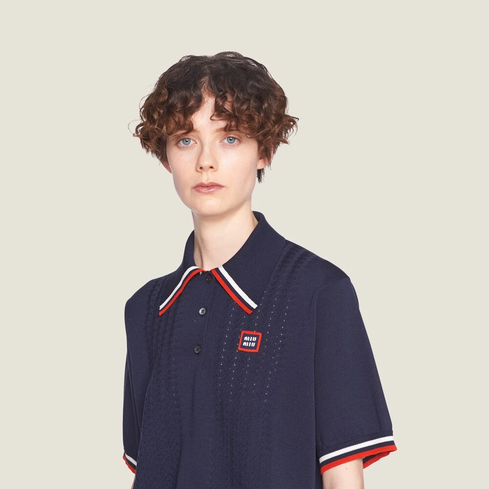 Miu Miu Silk And Cotton Polo Shirt - Image 4