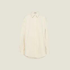 Miu Miu Oversized Cotton Shirt With Embroidered Logo