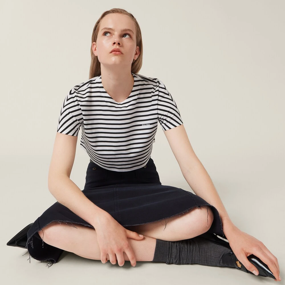 Miu Miu Cotton T-shirt With Printed Logo - Image 4