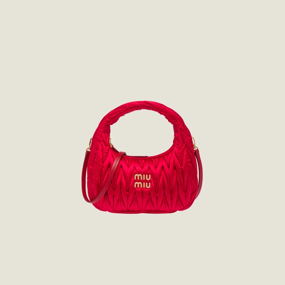 Miu Miu Wander Matelassé Satin Mini Hobo Bag