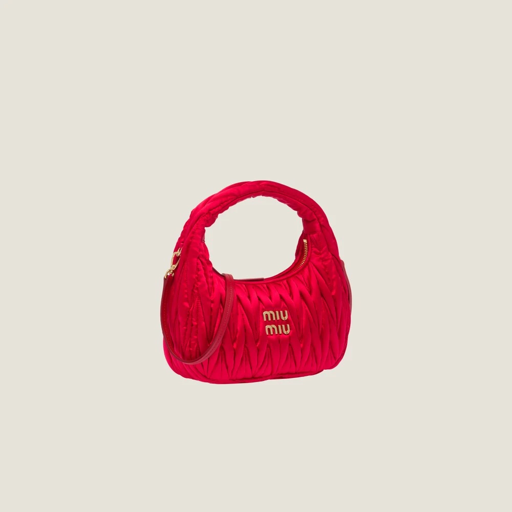 Miu Miu Wander Matelassé Satin Mini Hobo Bag - Image 3