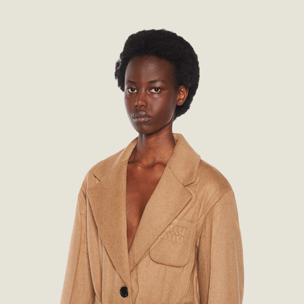 Miu Miu Padded Camel Velour Coat - Image 4