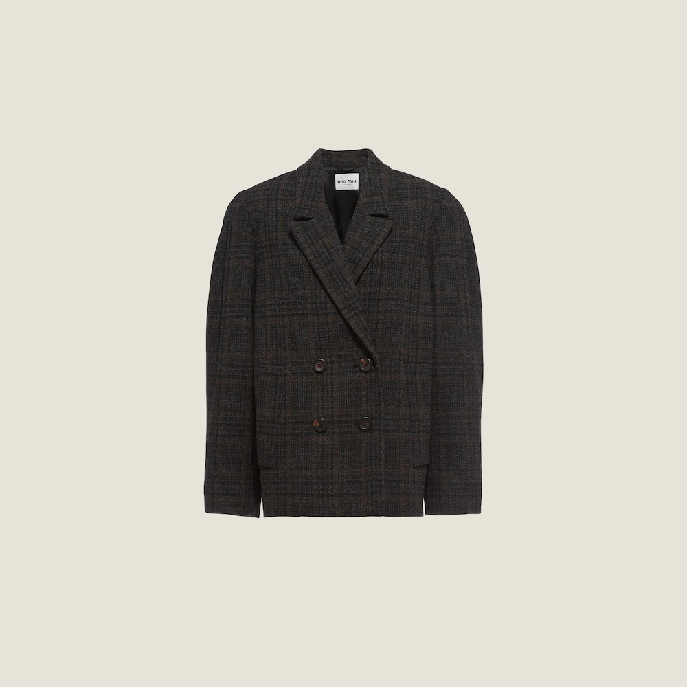 Miu Miu Double-breasted Plaid Jacket