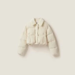Miu Miu Cropped Velvet Down Jacket