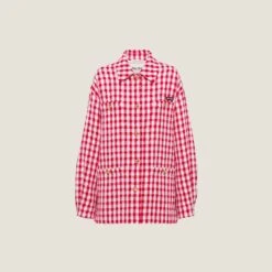 Miu Miu Gingham Check Bouclé Blouson Jacket
