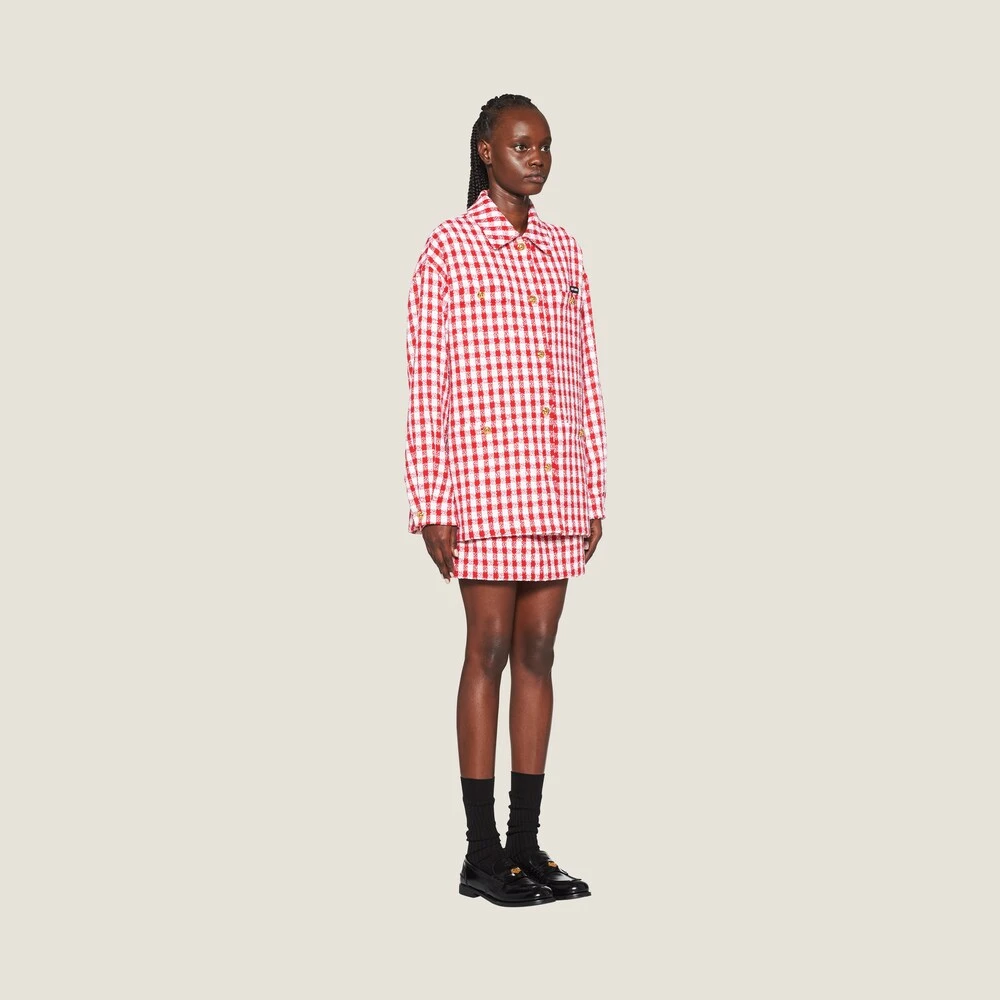 Miu Miu Gingham Check Bouclé Blouson Jacket - Image 5