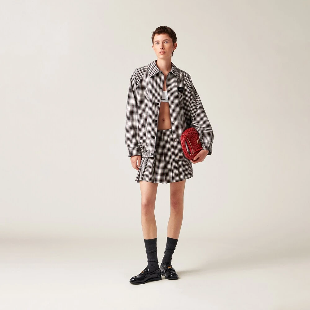 Miu Miu Gingham Check Blouson Jacket - Image 4