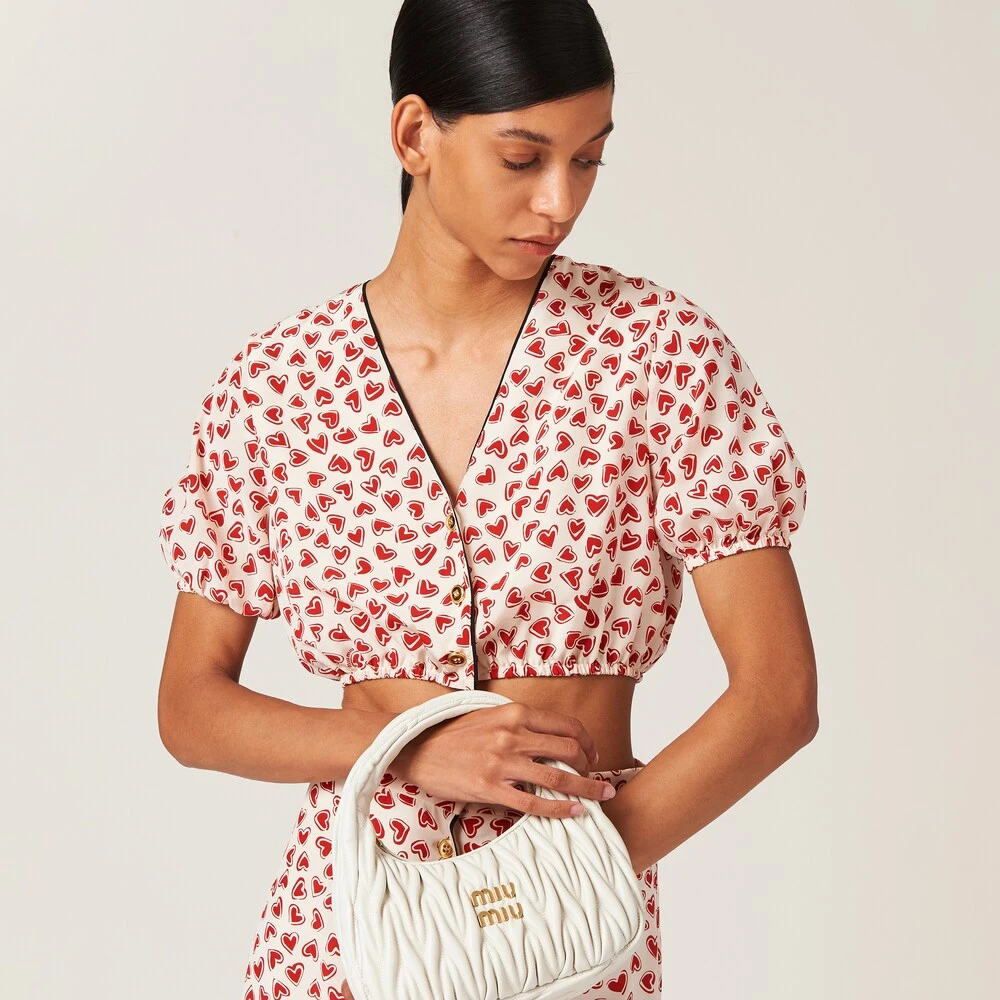 Miu Miu Heart Print Crepe De Chine Top - Image 4