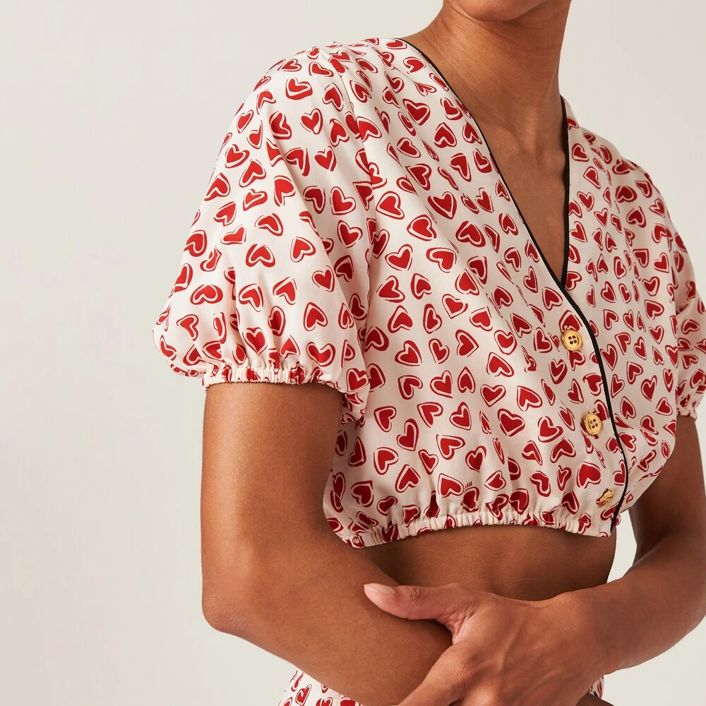 Miu Miu Heart Print Crepe De Chine Top - Image 5