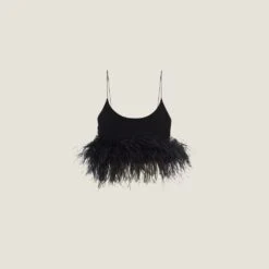 Miu Miu Stretch Cady Top With Feathers