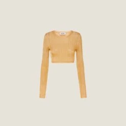 Miu Miu Cropped Lamé Sweater