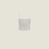 Miu Miu Embroidered Rhinestone Mesh Top