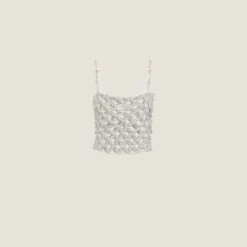 Miu Miu Embroidered Rhinestone Mesh Top