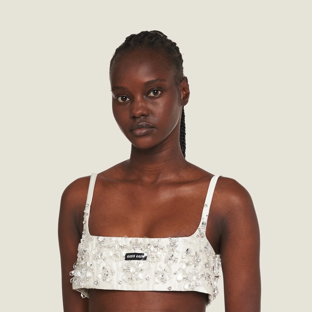 Miu Miu Embroidered Silk And Wool Top - Image 4