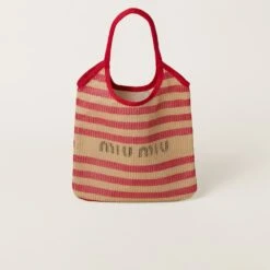 Miu Miu Fabric And Linen Tote Bag