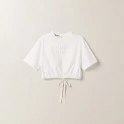 Miu Miu Embroidered Cotton Jersey T-shirt