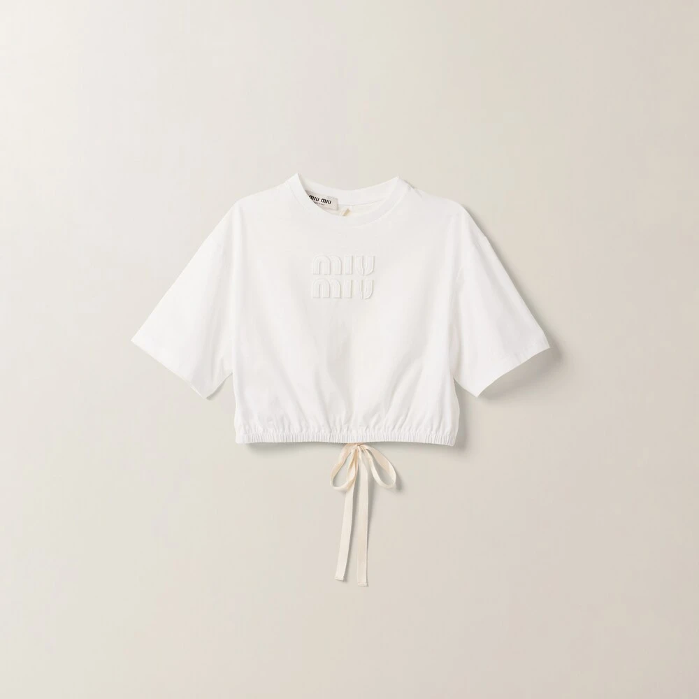 Miu Miu Embroidered Cotton Jersey T-shirt