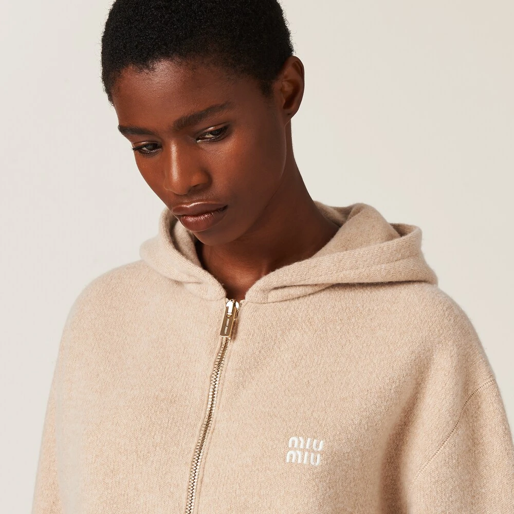 Miu Miu Wool And Cashmere Hoodie Jacket - Image 4