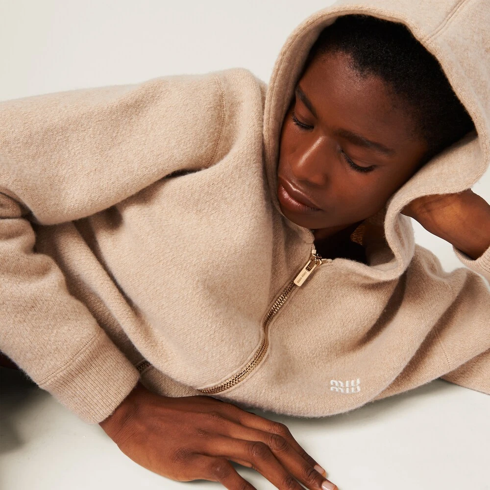 Miu Miu Wool And Cashmere Hoodie Jacket - Image 5