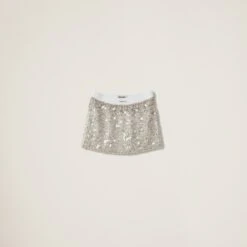 Miu Miu Embroidered Jersey Miniskirt