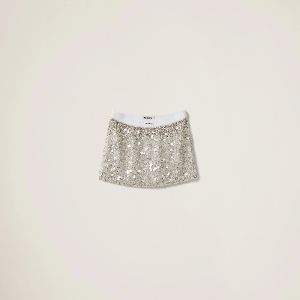 Miu Miu Embroidered Jersey Miniskirt